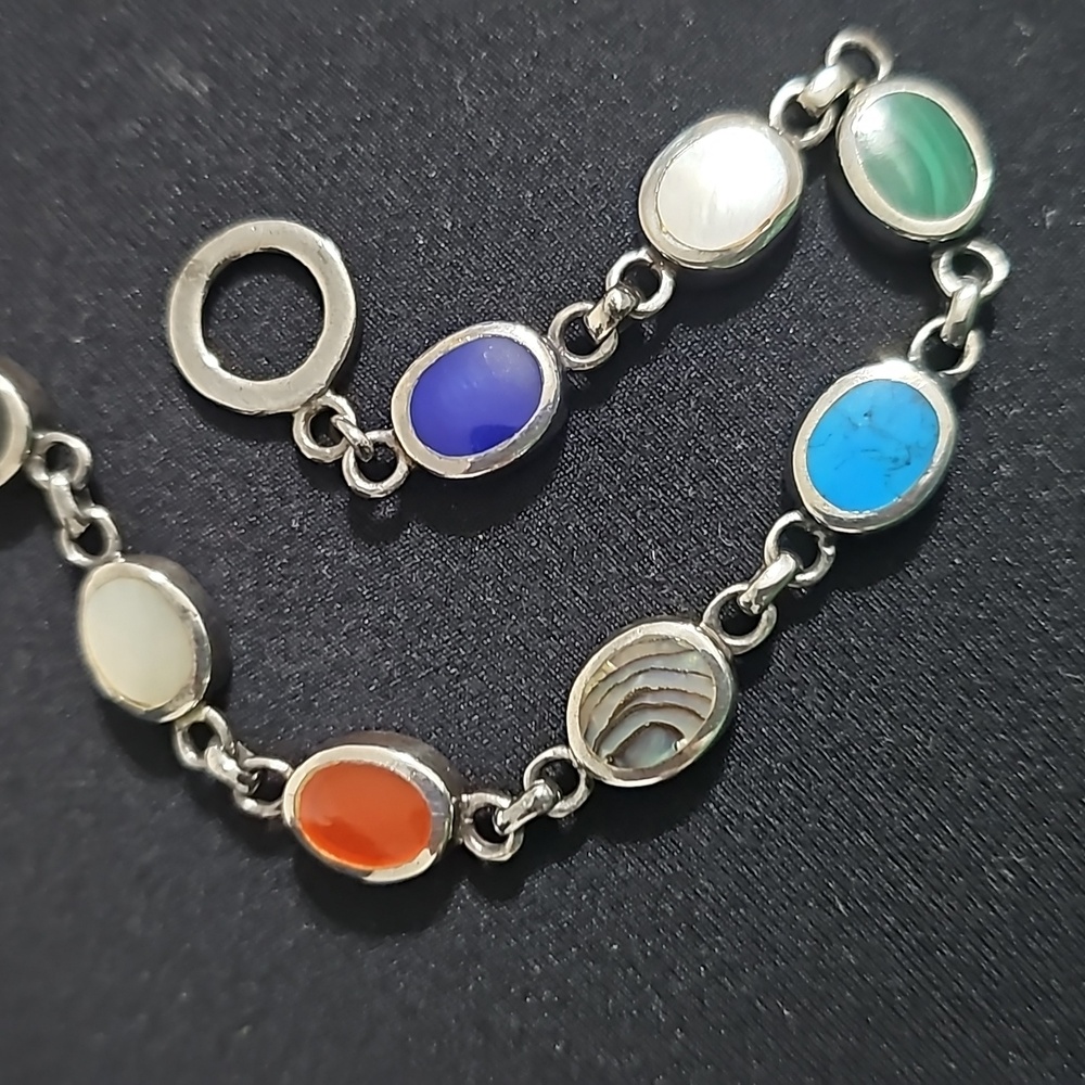 Sterling Silver multi stone bracelet.